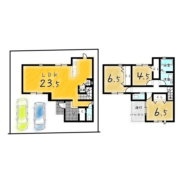 天神5丁目　2号地の区画図|
建物価格：2247万円(税込)
建物プラン面積：101.02㎡
