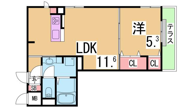 神戸市兵庫区兵庫町２丁目のアパートの間取り