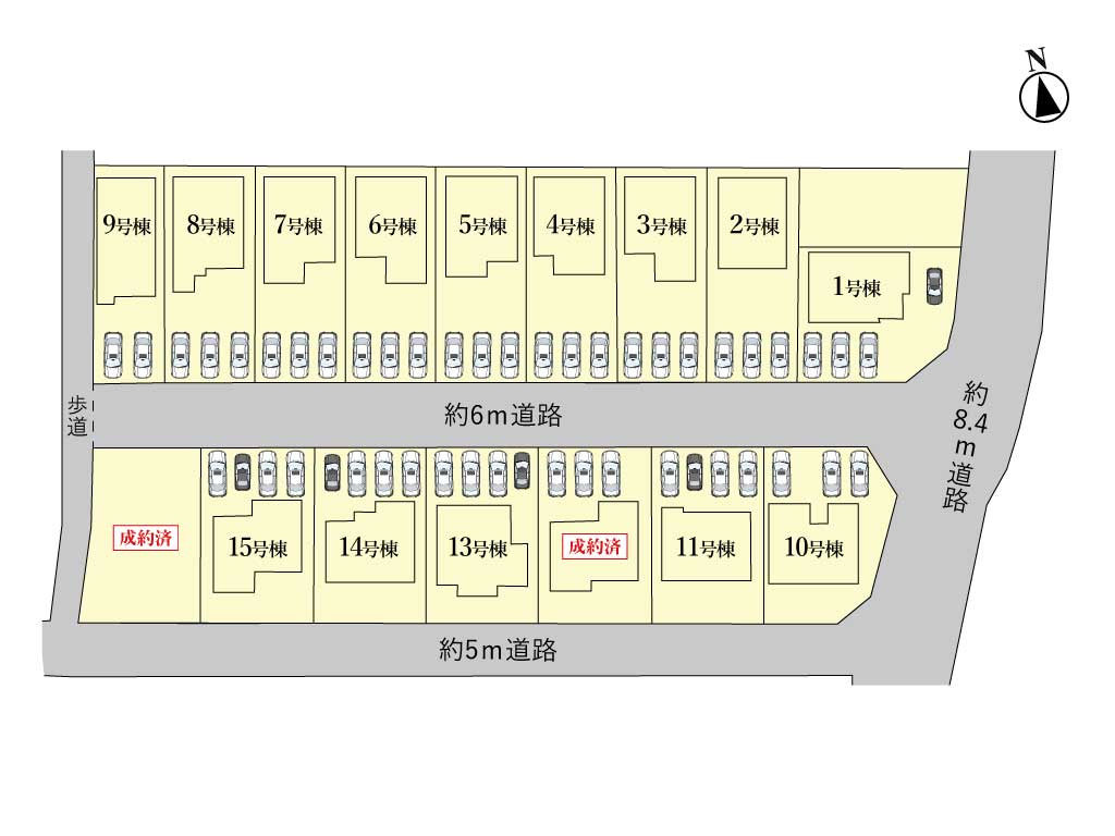 四日市市曙1丁目《4号棟》の区画図|駐車スペース3台