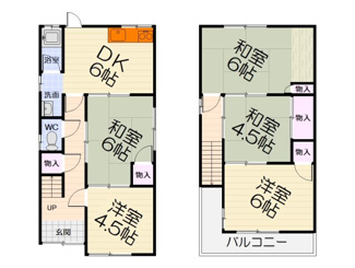 【間取り】 | 北豊中1丁目貸家