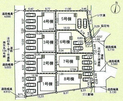 秦野市南矢名第17　新築戸建　全8棟6号棟の区画図