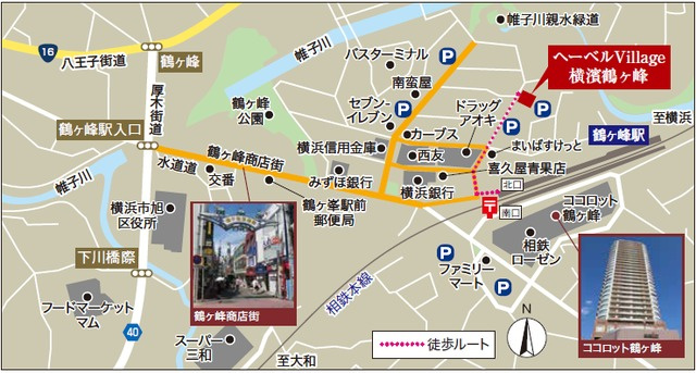 横浜市旭区鶴ケ峰２丁目の賃貸マンションの地図