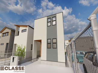 【外観パース】 | 城陽市寺田大川原　１区画　売土地　建築条件付き　 | 参考プランになりますので、お客様のお好みの外観を一緒に作らせていただきます。外壁には、メンテナンスが楽な光セラを採用しており、汚れがつきにくく、色あせもしにくいのでおススメです！