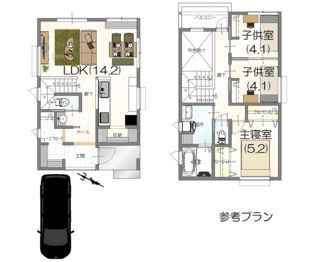 【参考プラン】 | 宇治市広野町寺山　売土地　建築条件付き | 自由設計になりますので設計士と直接お話していただきオンリーワンのおうちづくりが可能です！需要の多いランドリールームも実現可能です。一緒に楽しくお家づくりをしていきましょう！