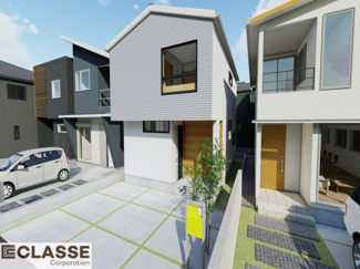 【外観パース】 | 宇治市広野町寺山　売土地　建築条件付き | 弊社は、気密測定器を保有しており、自社での気密測定を実現しております。気密処理をし、気密測定まで標準でさせていただいております。