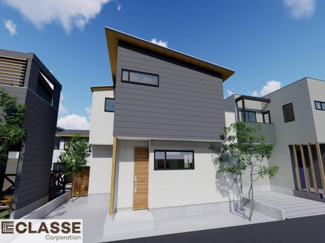 【完成予想図】 | 宇治市伊勢田町砂田　売土地　建築条件付き | 参考プランになりますので、お客様のお好みの外観を一緒に作らせていただきます。外壁には、メンテナンスが楽な光セラを採用しており、汚れがつきにくく、色あせもしにくいのでおススメです！