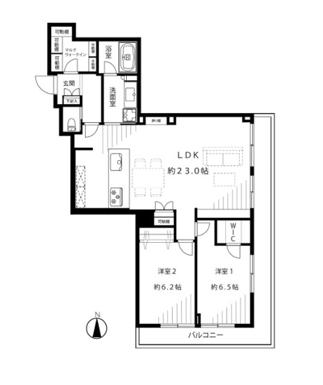 【間取り】 | ★仲介手数料無料★西戸山タワーホウムズサウスタワー（床暖房・２重サッシ・エアコン3台設置）