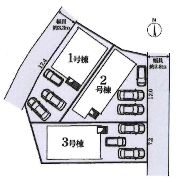 蒲郡市竹谷町第3　全3棟・3号棟の区画図|3号棟です。