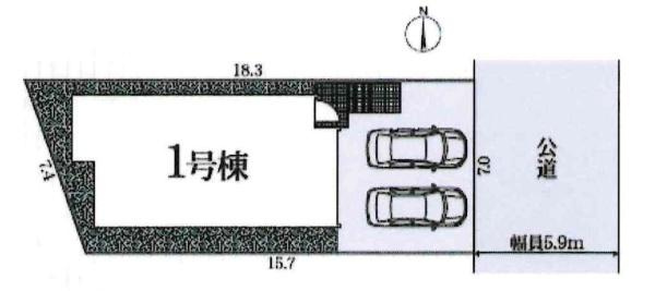 豊田市明和町第2　全1棟・1号棟の区画図|1号棟です。
