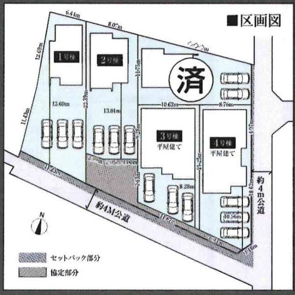 西尾吉良町富好新田24-1期　全5棟・3号棟の区画図|3号棟です。