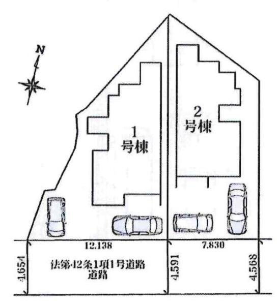 西尾市西幡豆町24-2期　全2棟・2号棟の区画図|2号棟です。