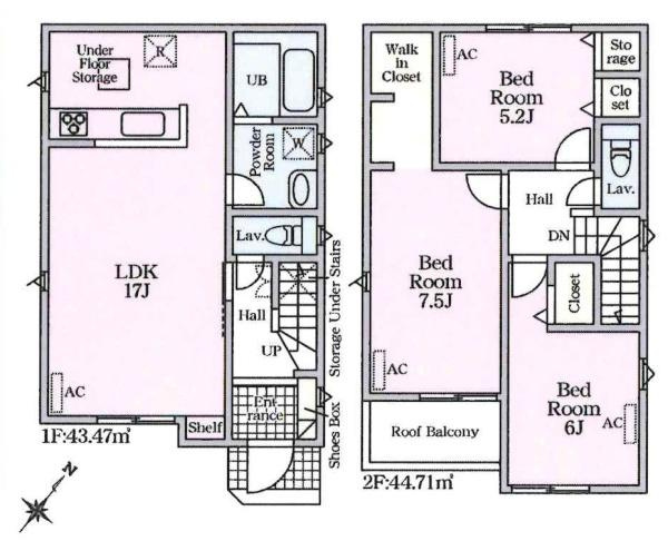 安城里町石橋24-1期　全2棟・1号棟の間取り|間取り図です