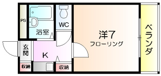 【間取り】 | フォンティーヌ堺 | １Ｋ