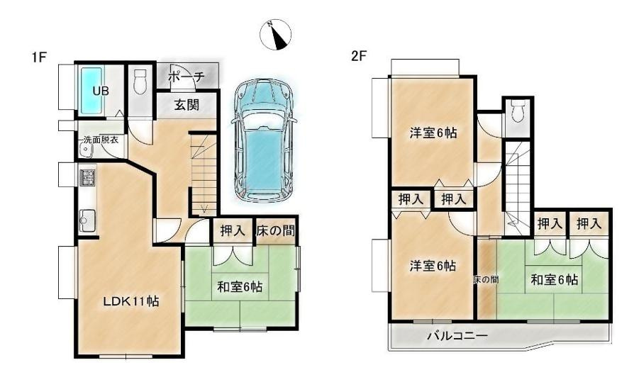 加須市北小浜　中古一戸建ての間取り|全居室6帖以上のゆとりのある間取りでお部屋広々お使いいただけます♪