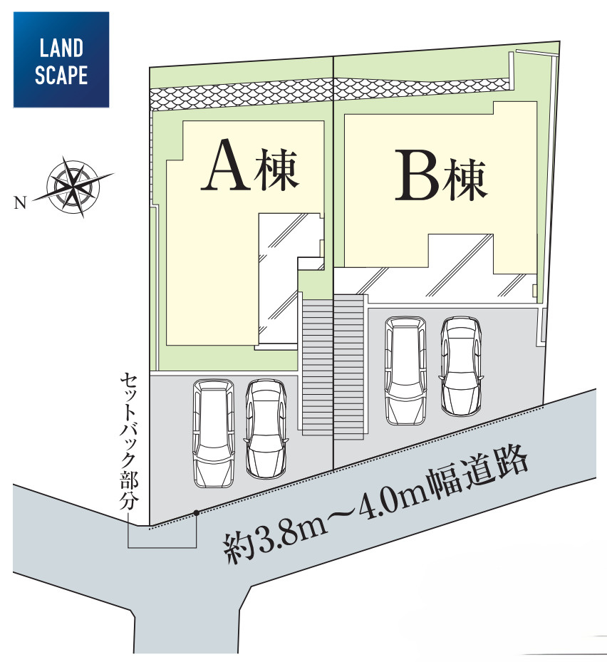 横浜市戸塚区汲沢3丁目 新築戸建て【仲介手数料無料】カースペース2台の区画図