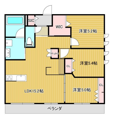 富士見市大字鶴馬の賃貸マンションの間取り
