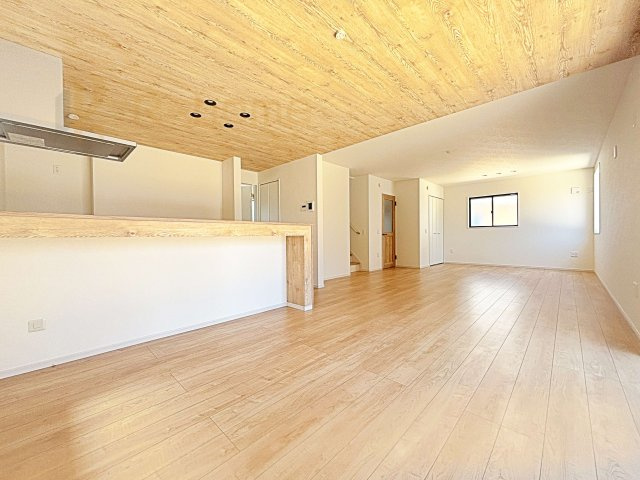 水戸市河和田1期　新築戸建て　4号棟の居間・リビング|広々としたLDK♪自然と家族が集まるリビング階段プラン♪