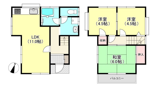 【 売主 】横浜市戸塚区汲沢3丁目　戸建の間取り