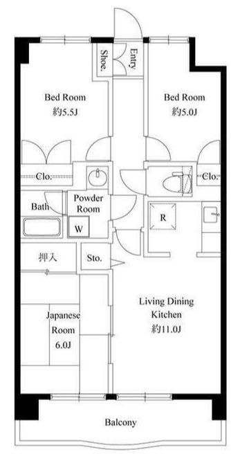 川口市芝塚原２丁目の賃貸マンションの間取り