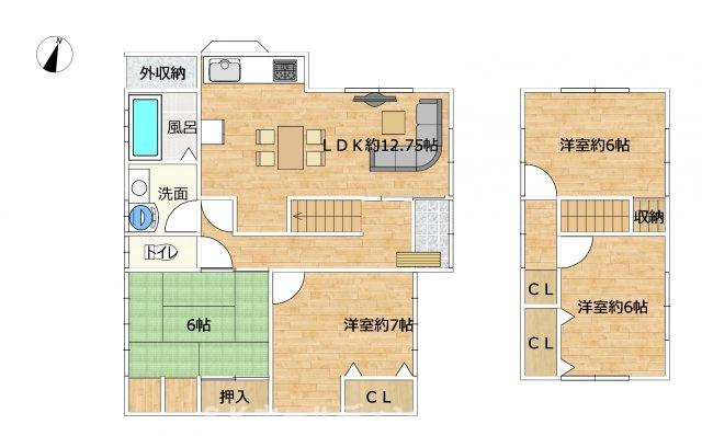 宮津市万年中古戸建の間取り