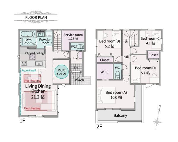 【間取り】 | 和光市新倉2丁目　新築一戸建住宅　限定1棟（成増店） | ベビーベッドやピアノ、作業台などが楽々置けちゃうマルチスペースのある4SLDK
※図面と現況が異なる場合は現況優先となります。