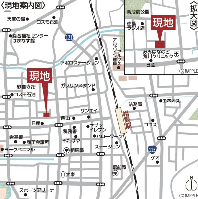 新築戸建・建売　相馬市中村第13　Cradle garden　全4棟の地図