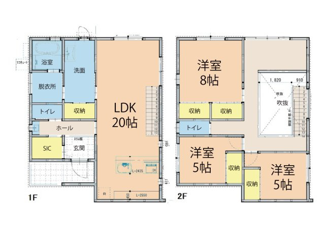 廿日市市対厳山3丁目　新築一戸建て(全3棟)の間取り