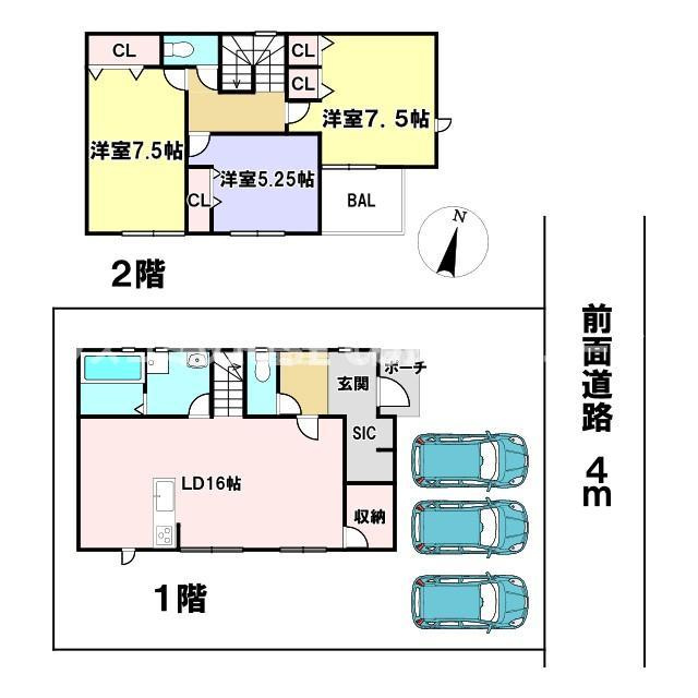 日吉倉２４－１期　新築戸建て　２号棟の間取り