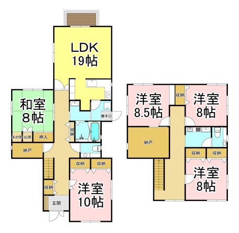 【間取り】 | 高岡市波岡売戸建 | LDK部分にテラスも付いています