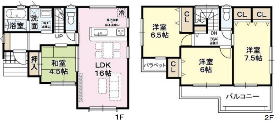 全室南向きで日当り良好　長畑町第4　新築戸建ての間取り