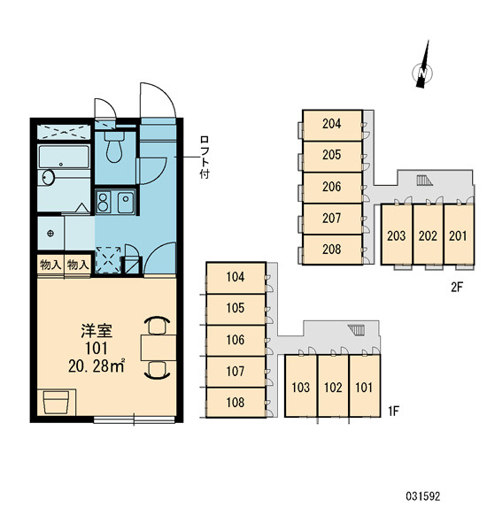 レオパレスブルーメハイム高田Ⅱの区画図