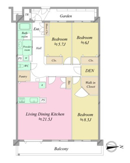 【間取り】 | レイディアントシティ横濱カルティエ6 | 3LDK・東向き・令和5年10月リフォーム済み
