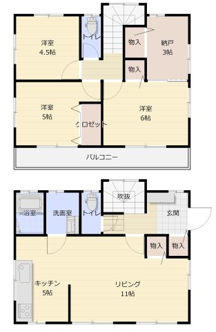 茅ヶ崎市萩園　戸建の間取り