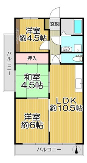 【間取り】 | イスズハイツベル千僧 | 新婚様からファミリー様まで幅広くおすすめの３LDKの間取りです♪角部屋で明るく開放的な室内です！