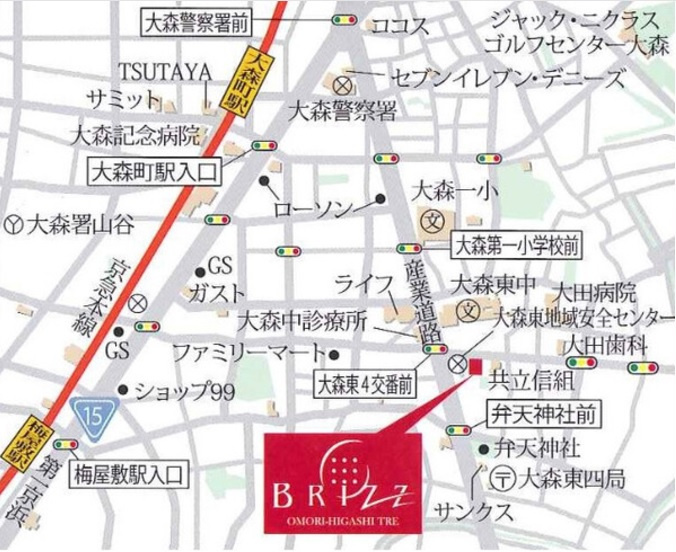 ブライズ大森東TREの地図