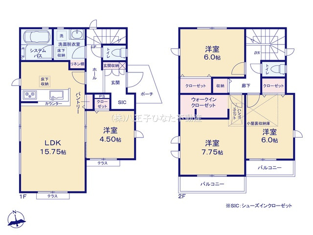 『八王子市新築戸建て』八王子市宇津木町672-2【仲介手数料無料】　６期の間取り|～仲介手数料無料☆八王子ひなた不動産～八王子市宇津木町　新築戸建て