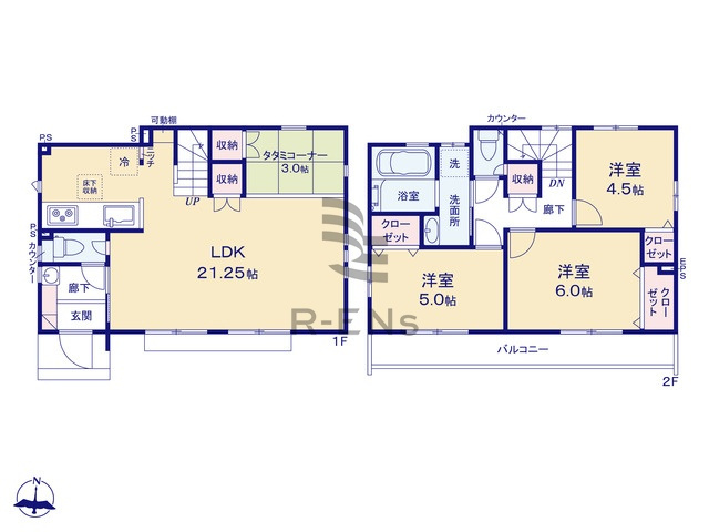 【間取り】 | 西東京市向台町３丁目　新築戸建て　６号棟 | 3LDK・土地面積110.50ｍ2・建物面積86.94ｍ2