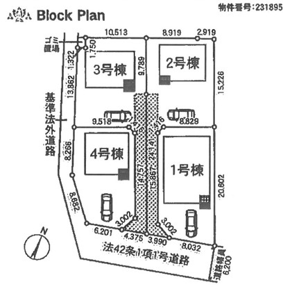 【比企郡川島町伊草第2 4号棟 区画図】