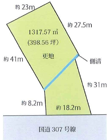 甲賀市信楽町長野の事業用地の区画図