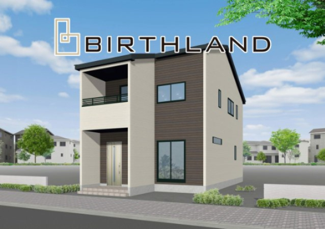 新築戸建・建売　会津若松市藤原二丁目　GRAFARE　全3棟の外観パース|＜2号棟＞完成予想図