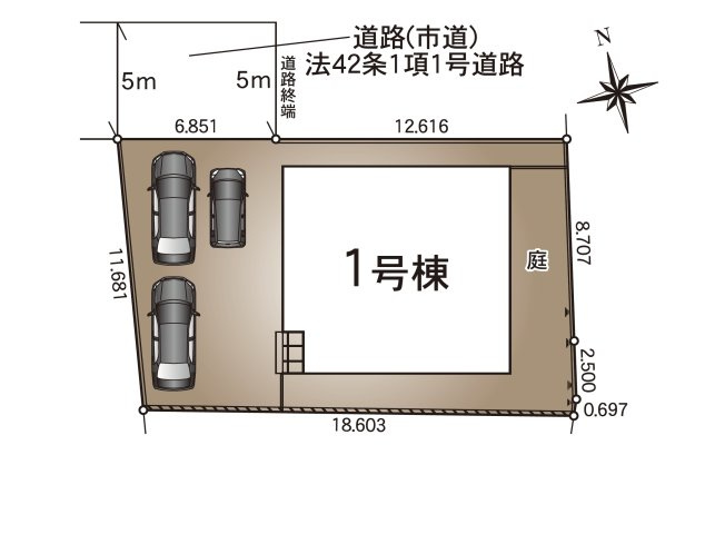 熊本市南区並建町第3-1棟（1号棟）の区画図|配置図（1号棟）