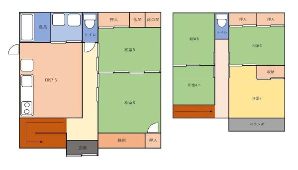 和歌山市和歌川町　中古戸建の間取り