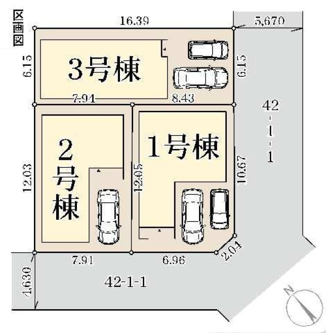 南甲子園2丁目新築戸建1号棟の区画図|区画図面