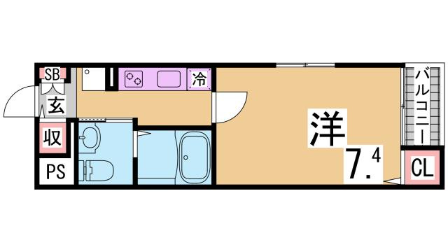 神戸市兵庫区下沢通８丁目の賃貸マンションの間取り