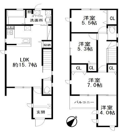 堺市堺区北向陽町　新築戸建　の間取り