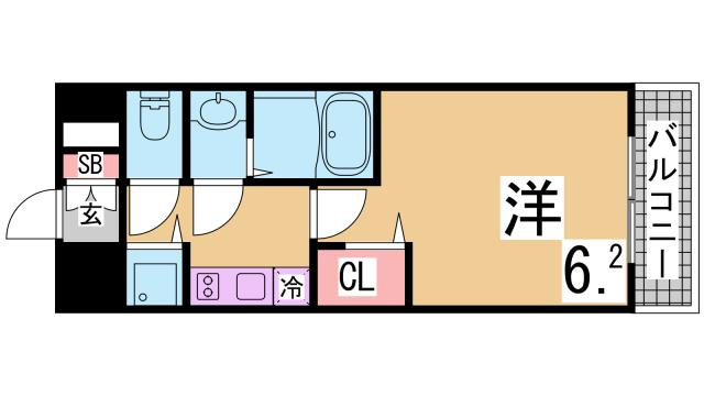 神戸市兵庫区西出町２丁目の賃貸マンションの間取り