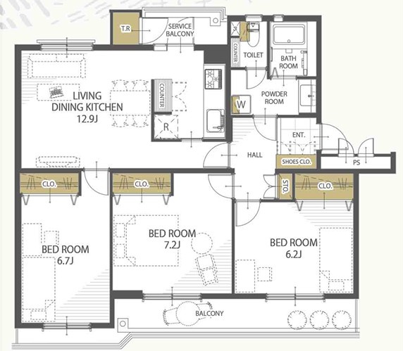 藤阪ハイツD六棟の間取り|間取り図はいかがですか？ご希望を叶える間取りですか？リビングの広さは？水回りの位置は？カウンターキッチン？など色々な情報が集約されています。弊社ではリフォームなどのご相談も承っております。