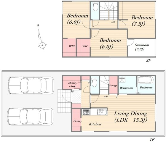 【間取り】 | ルルーディア十日市東町2号棟 | デザイン性が高い室内♪利便性の良い立地。