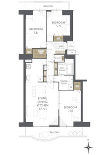 【間取り】中銀ヴェルデシティあいの里五号館 
