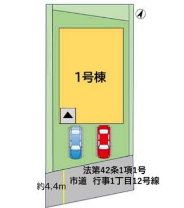 行橋市行事1丁目2期の区画図
